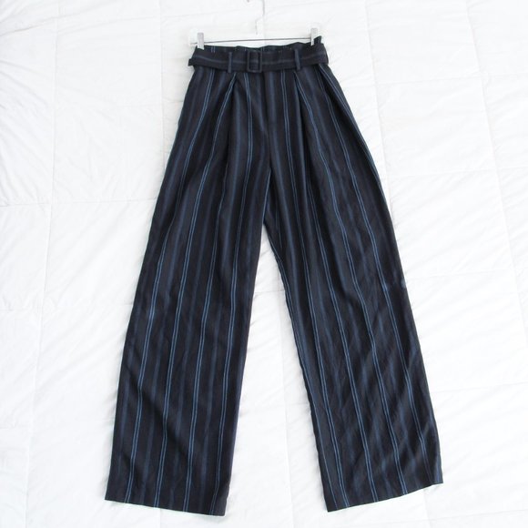 VINCE Navy Striped Straight Leg Trousers High Waist Pants ~Orig. retail $395 - Picture 12 of 12